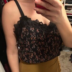 everleigh Black Floral Lace-Trim Cami